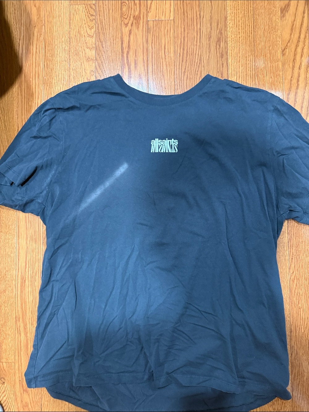 All Saints Black Short-Sleeve Tee with Small Center Logo
